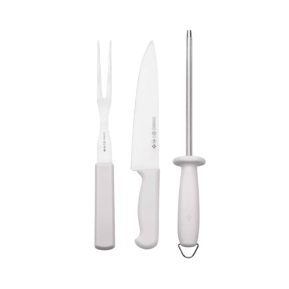 Kit Churrasco 3 Peças Faca Chaira Garfo - A Gourmet