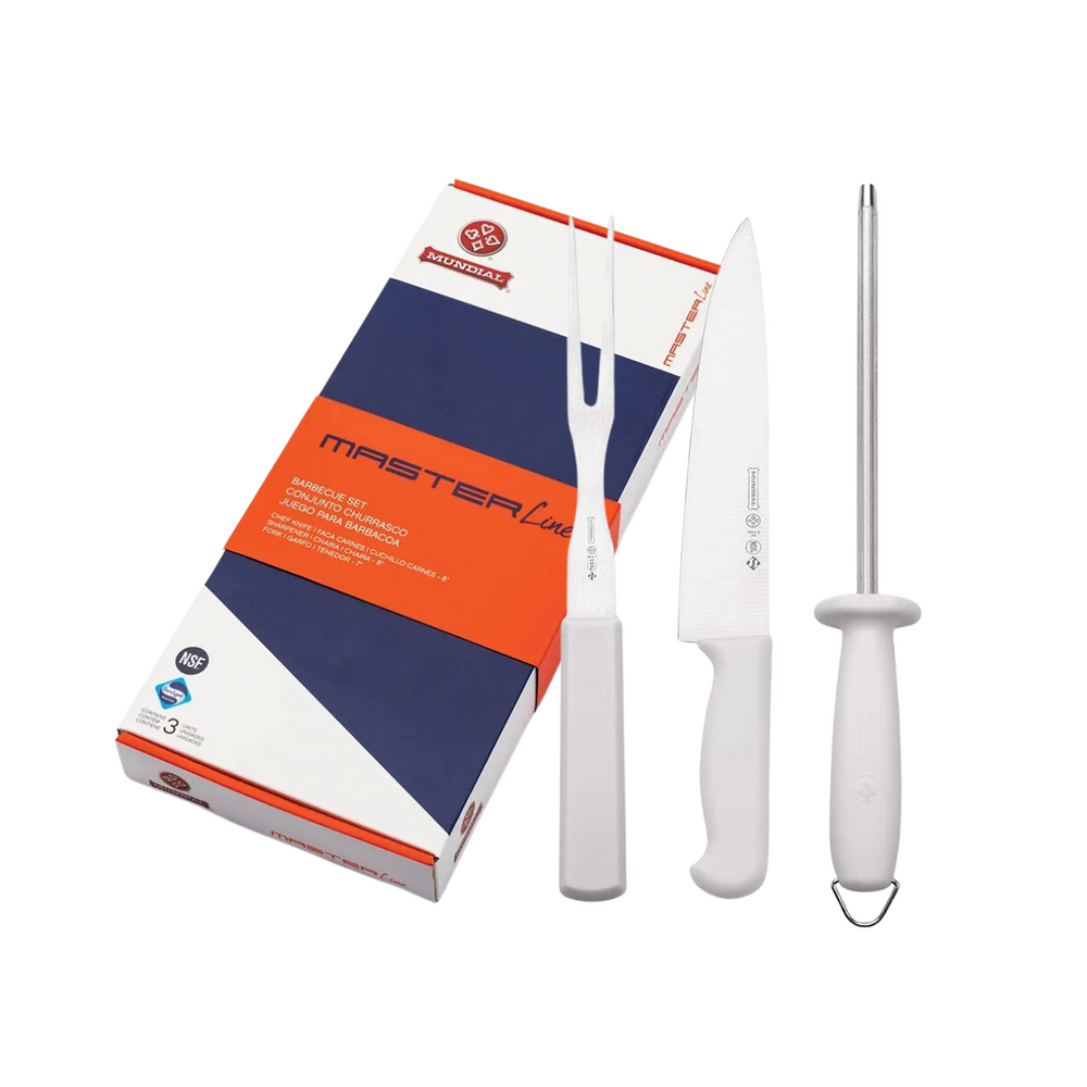 Kit Churrasco 3 Peças Faca Chaira Garfo - A Gourmet