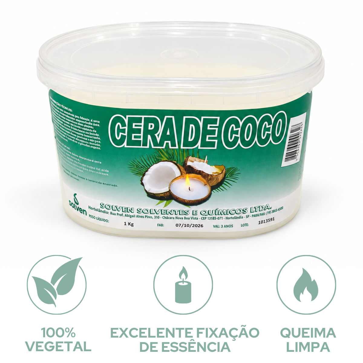 Cera De Coco Velas Artesanais 100% Vegetal Vegana 1 Kg