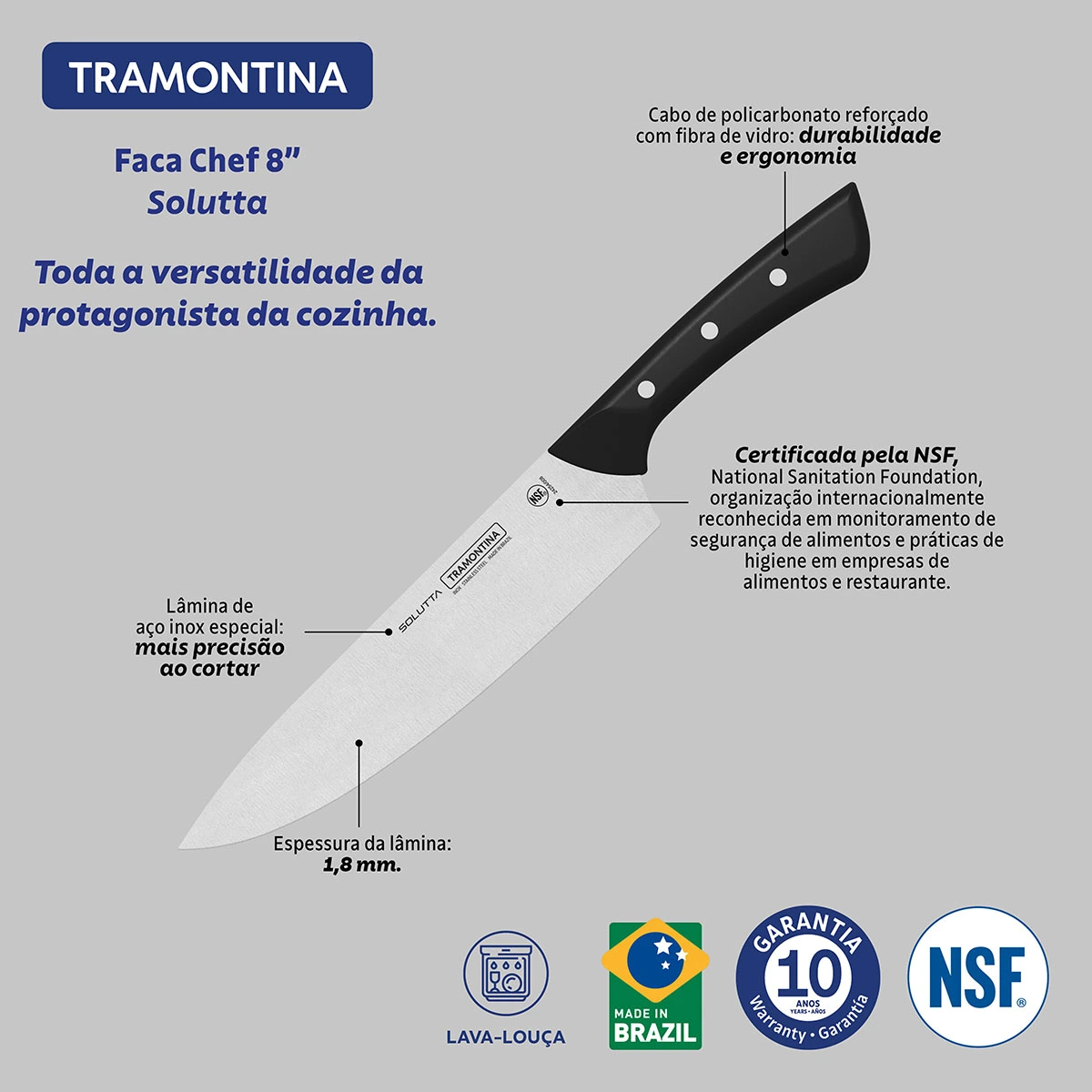 Faca Cheff Tramontina Solutta