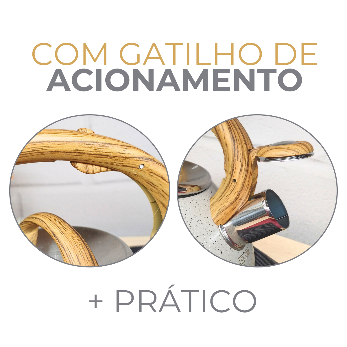 Chaleira Cinza Grey Com Apito 3 Litros