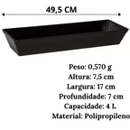 Travessa Stillo Retangular 4L Preta Polipropileno VemPlast