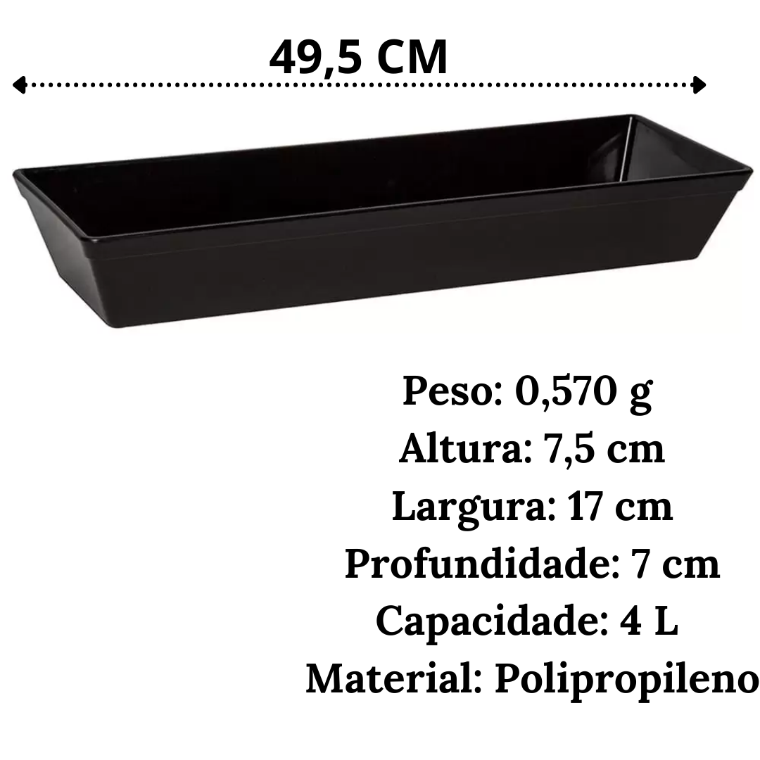 Travessa Stillo Retangular 4L Preta Polipropileno VemPlast