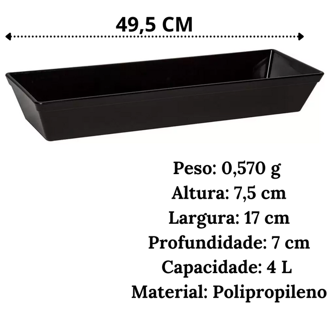 Travessa Stillo Retangular 4L Preta Polipropileno Main Image