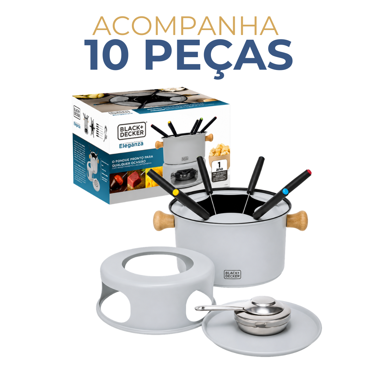 Conjunto Fondue 10 Peças Cinza