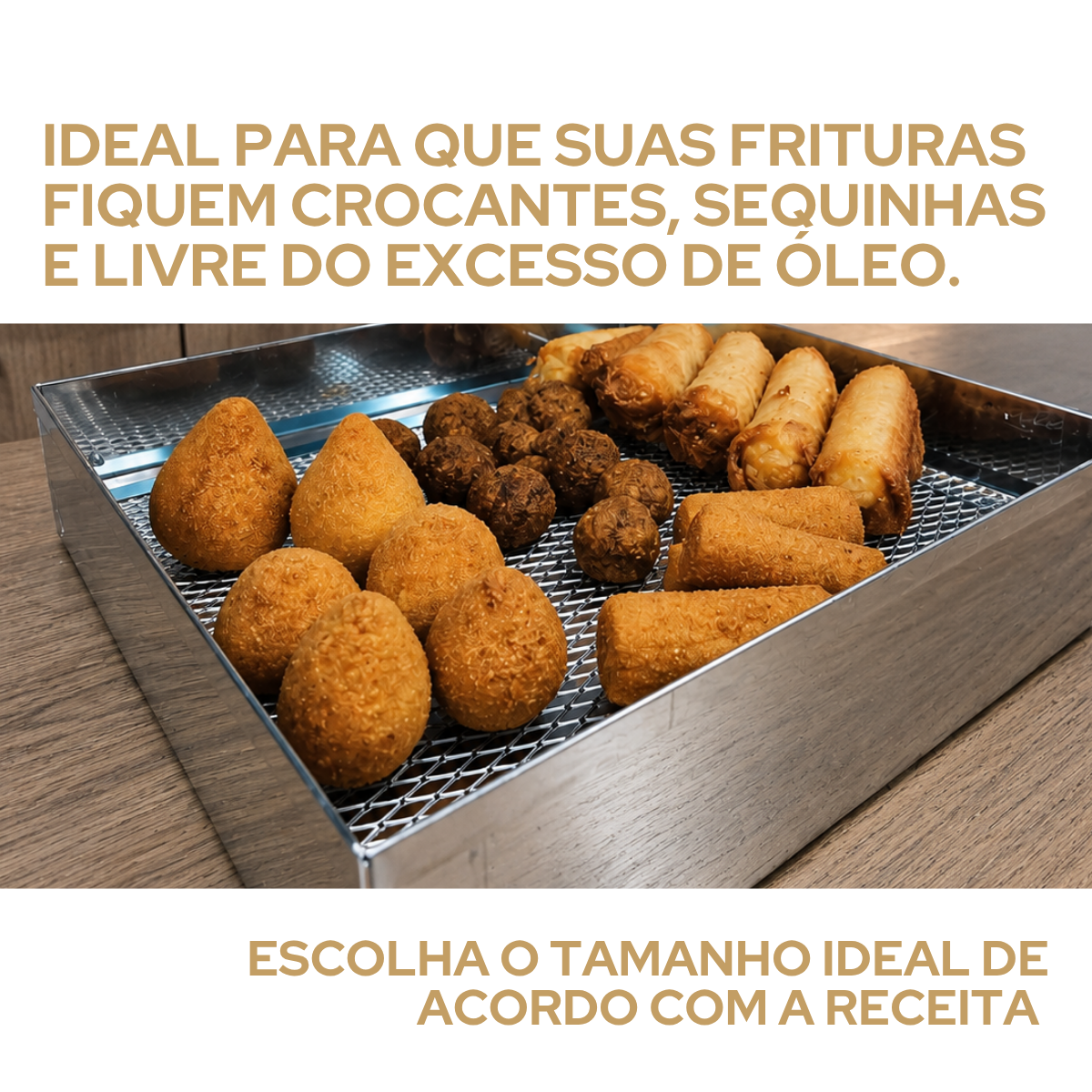 Forma quadrada com tela 30cm escorredor de fritura