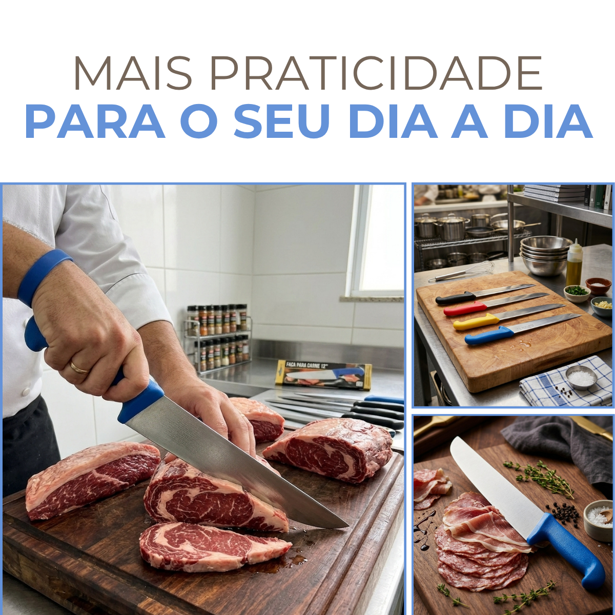 Faca Carne 12° Aço Inox Azul