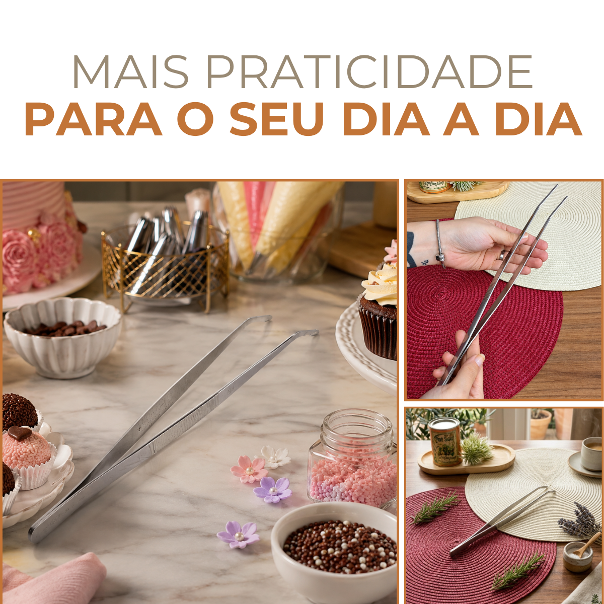 Pinça Culinária Ponta Curva 30cm