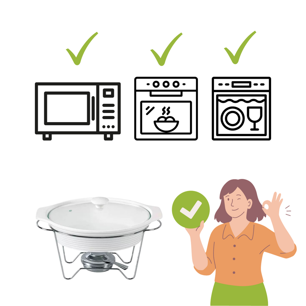 Rechaud Oval de Porcelana Com Queimador e Suporte 2,3L Dynasty