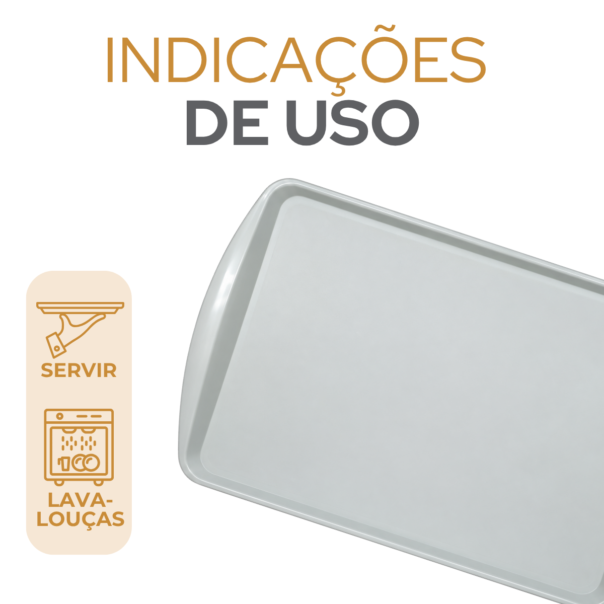 Bandeja Pequena Cinza 35cm Servir Plástico