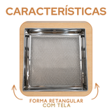 Forma quadrada com tela 40cm escorredor de fritura