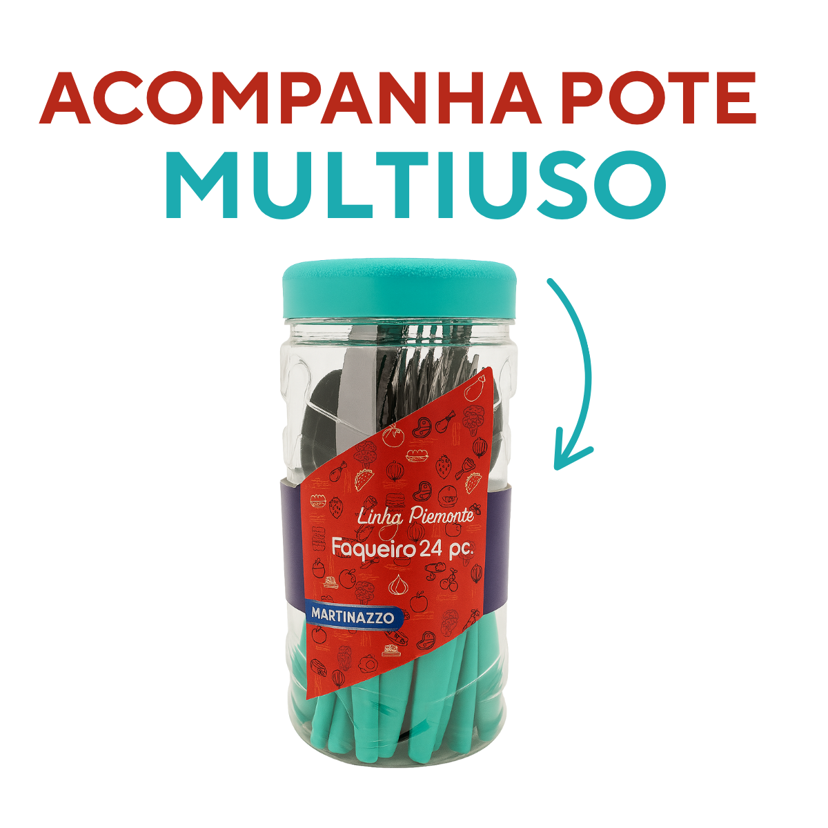Faqueiro 24Peças Piemonte Verde Turquesa A Gourmet