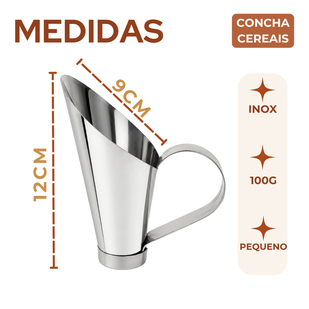 Concha Cereais Aço Inox 100g