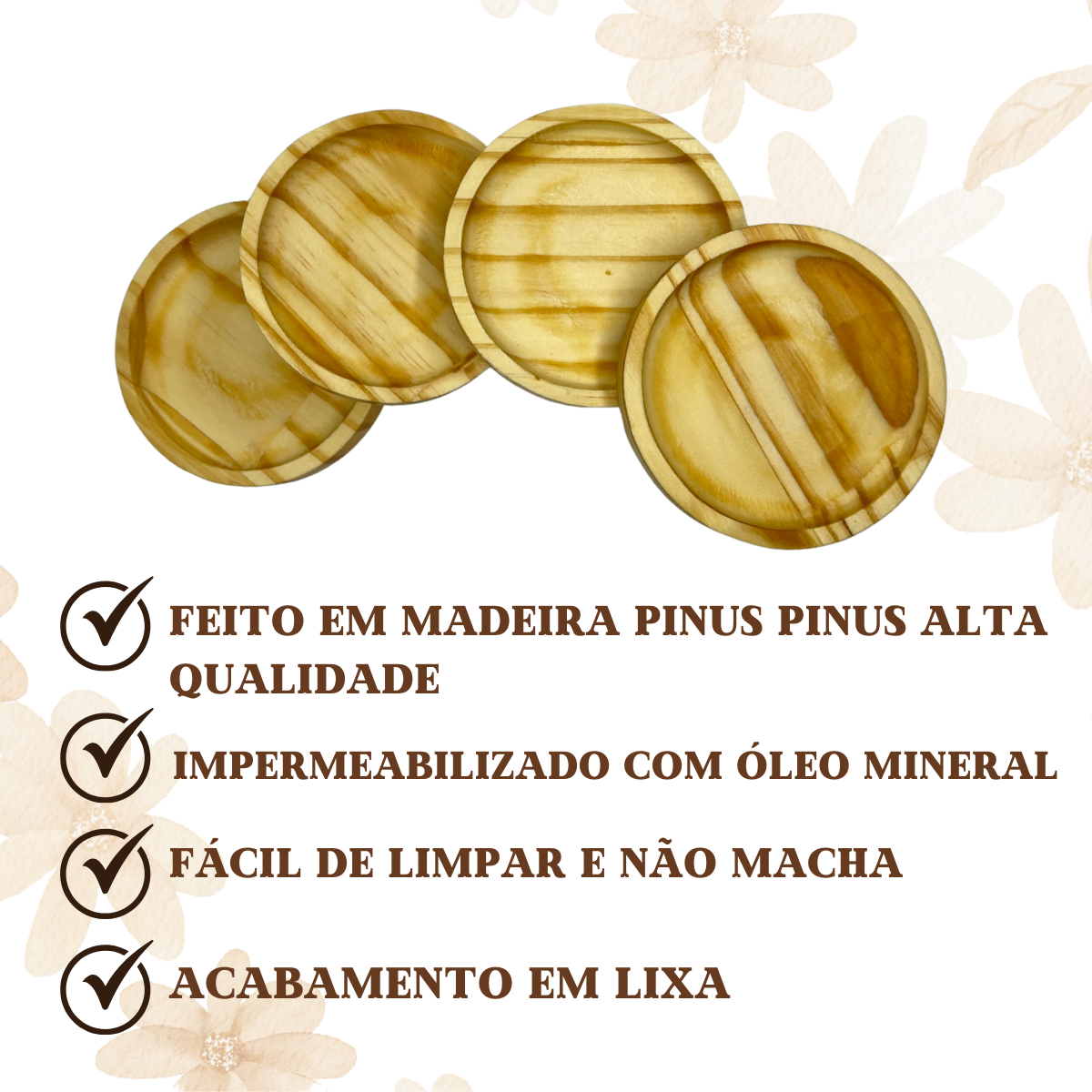 Xicara Segunda Linha 200ml Com Pires Madeira Redondo