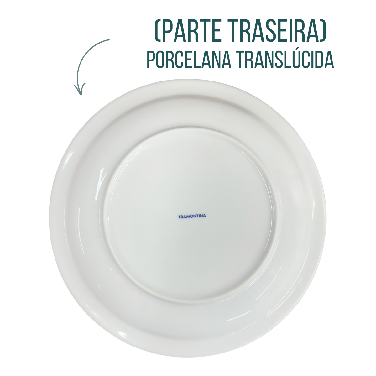 Prato Porcelana Raso Peso Kilo Certo 880g Almoço Branco