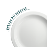 Prato Porcelana Raso Peso Kilo Certo 880g Almoço Branco