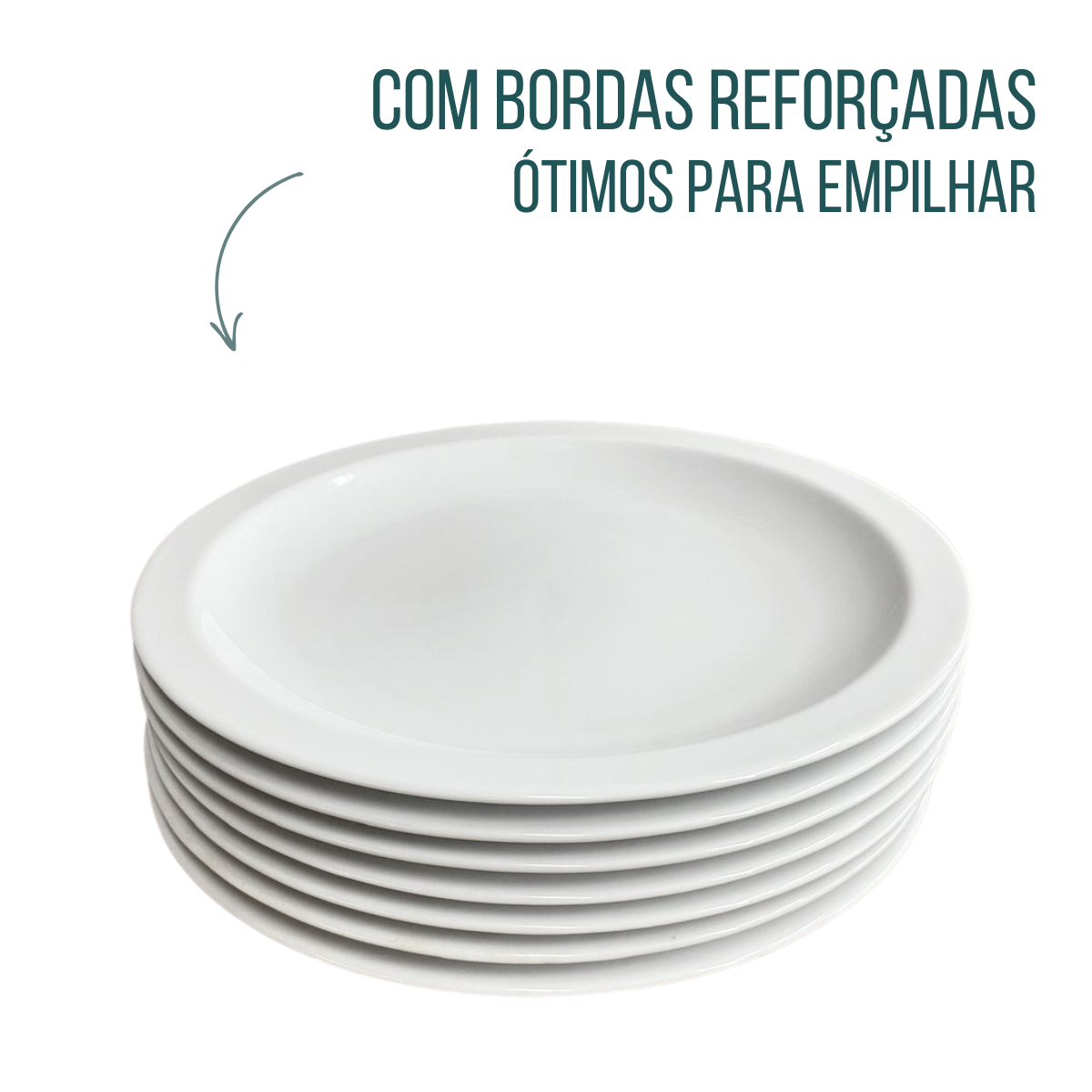 Prato Porcelana Raso Peso Kilo Certo 880g Almoço Branco
