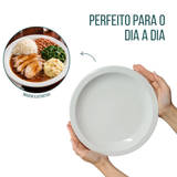 Prato Porcelana Raso Peso Kilo Certo 880g Almoço Branco