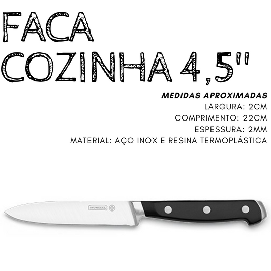 Faca Cozinha Preta 4.5 Mundial