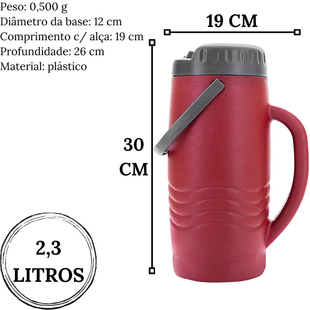 Garrafa Térmica 2,3L Maratona Vermelho Invicta Invicta