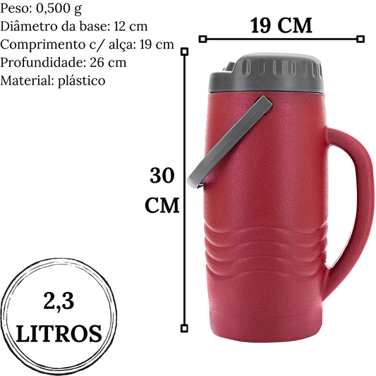 Garrafa Térmica 2,3L Maratona Vermelho Invicta