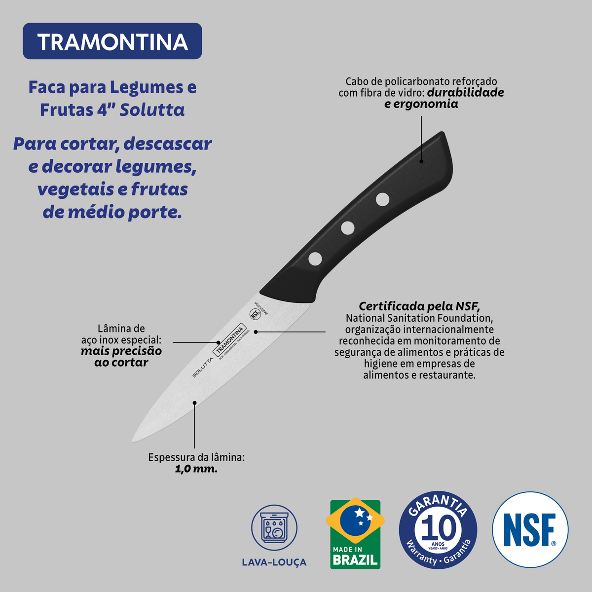 Faca de Legumes e Frutas Tramontina