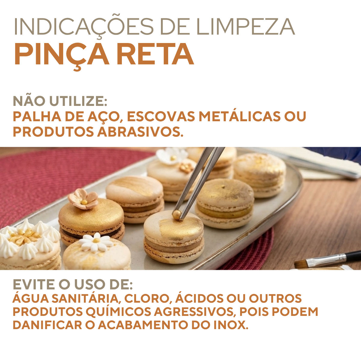 Pinça Culinária Reta 30cm Profissional