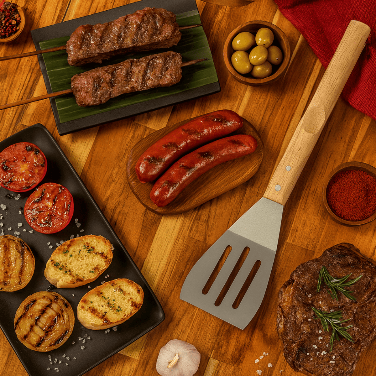 Espatula Churrasco Cabo Madeira