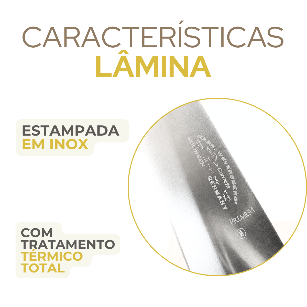 Faca Carne 12° Cabo Amarelo
