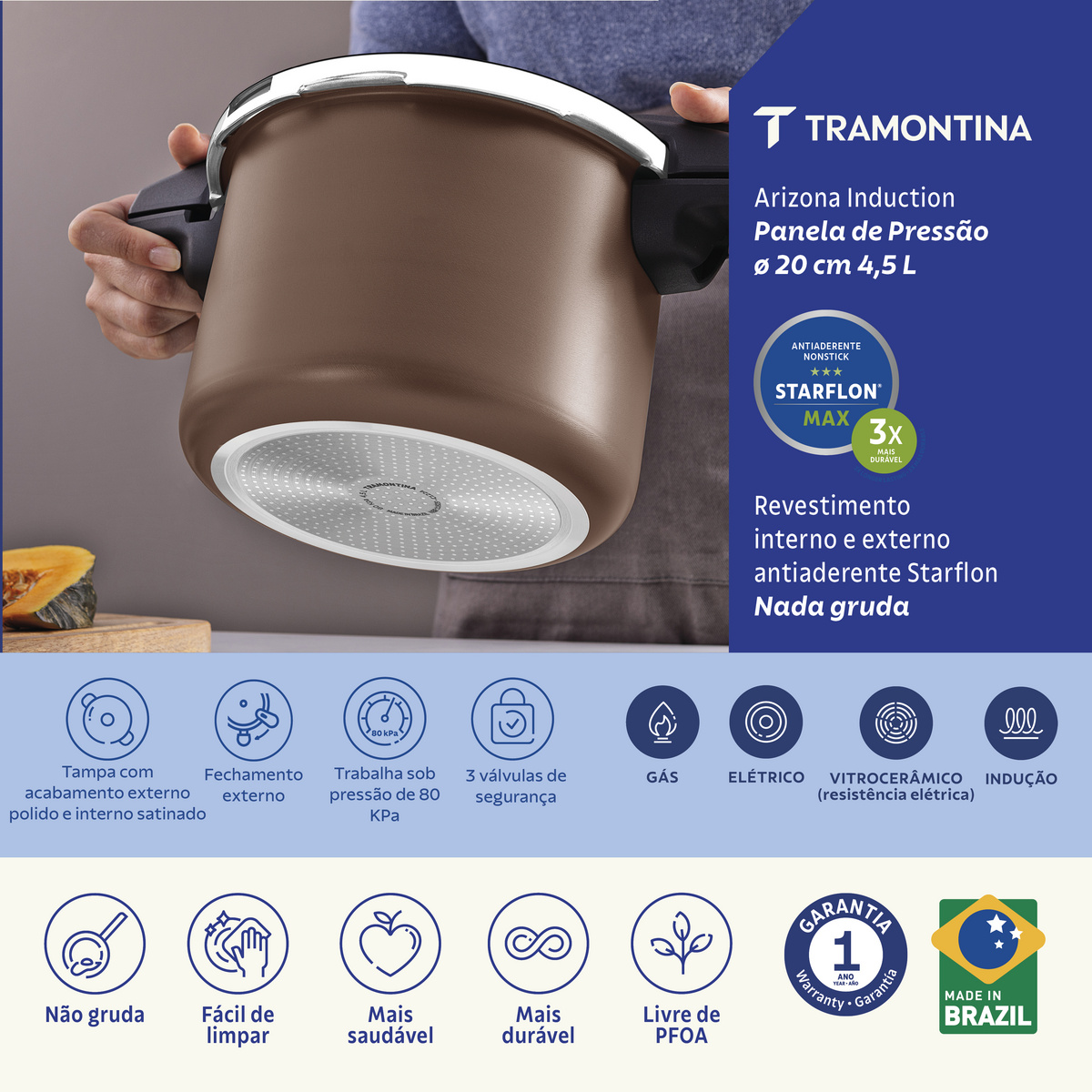 Panela de Pressão Tramontina Arizona 4,5 Litros