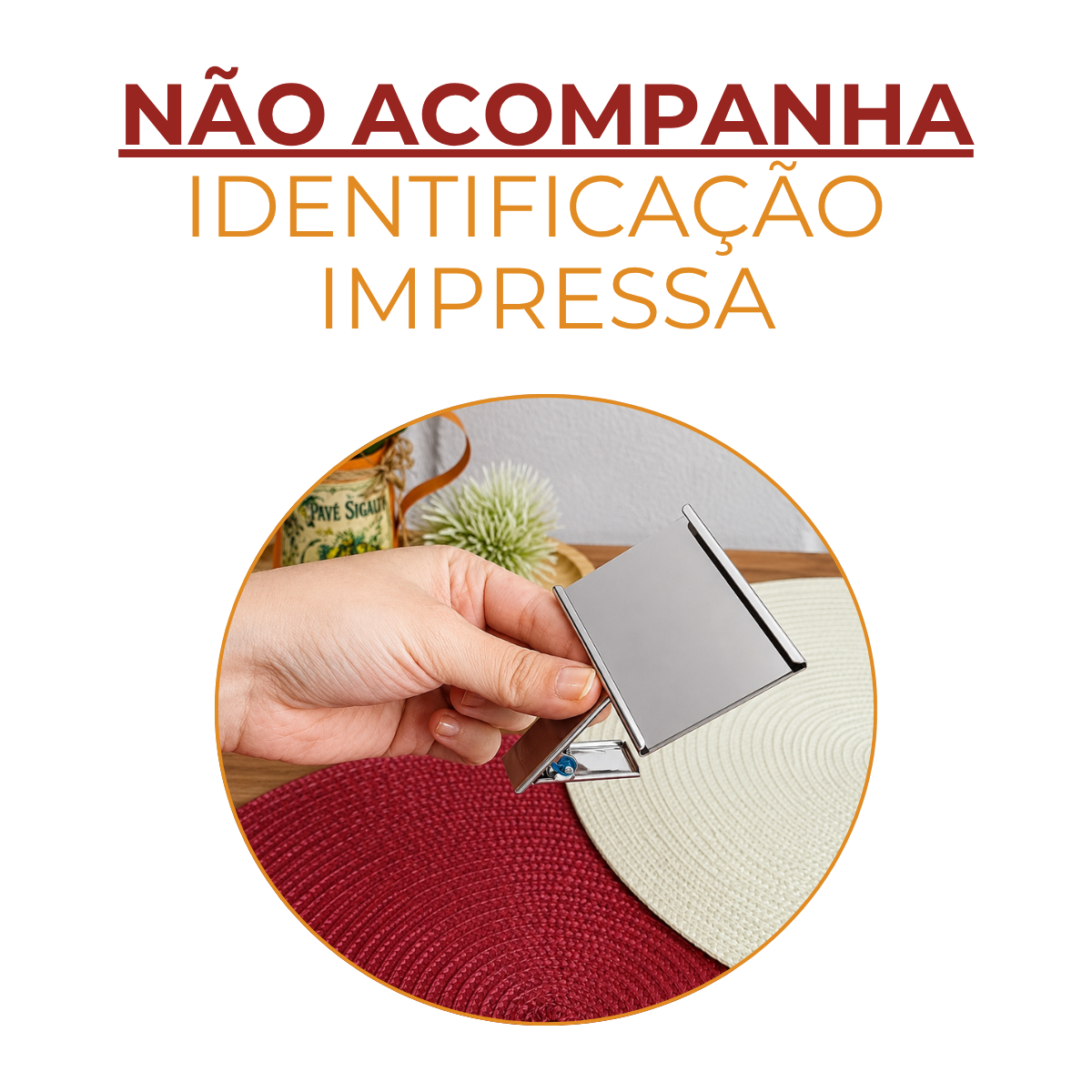 Identificação Display Bandeja Aço Inox