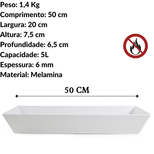 Travessa Melamina Retangular Funda 5L