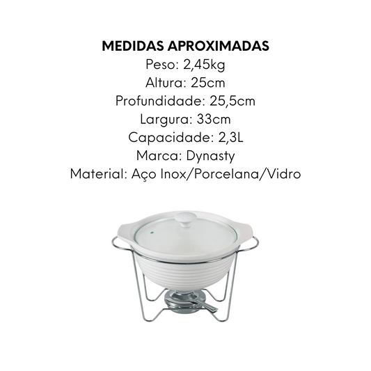 Rechaud de Porcelana Redondo Com Queimador 2,3L