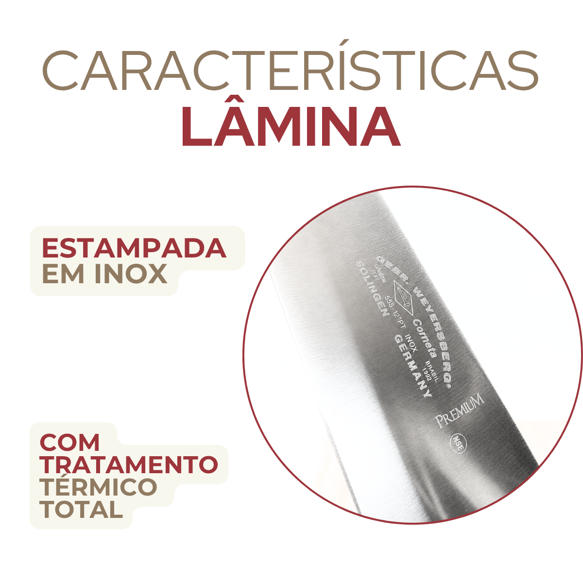 Faca Carne 12° Cabo Vermelho