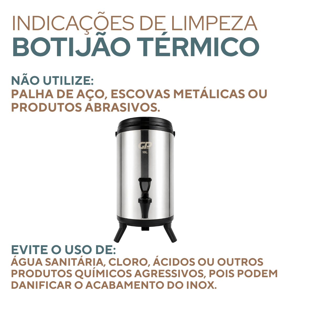 Botijão Térmico 8,5 Litros Inox
