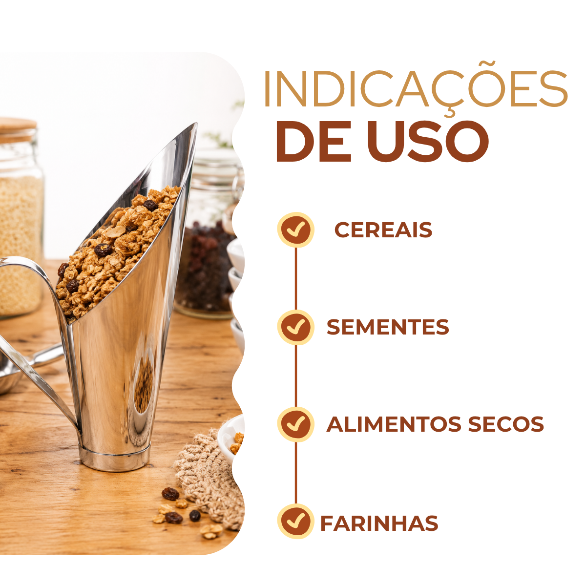 Concha de Cereais Aço Inox 250g