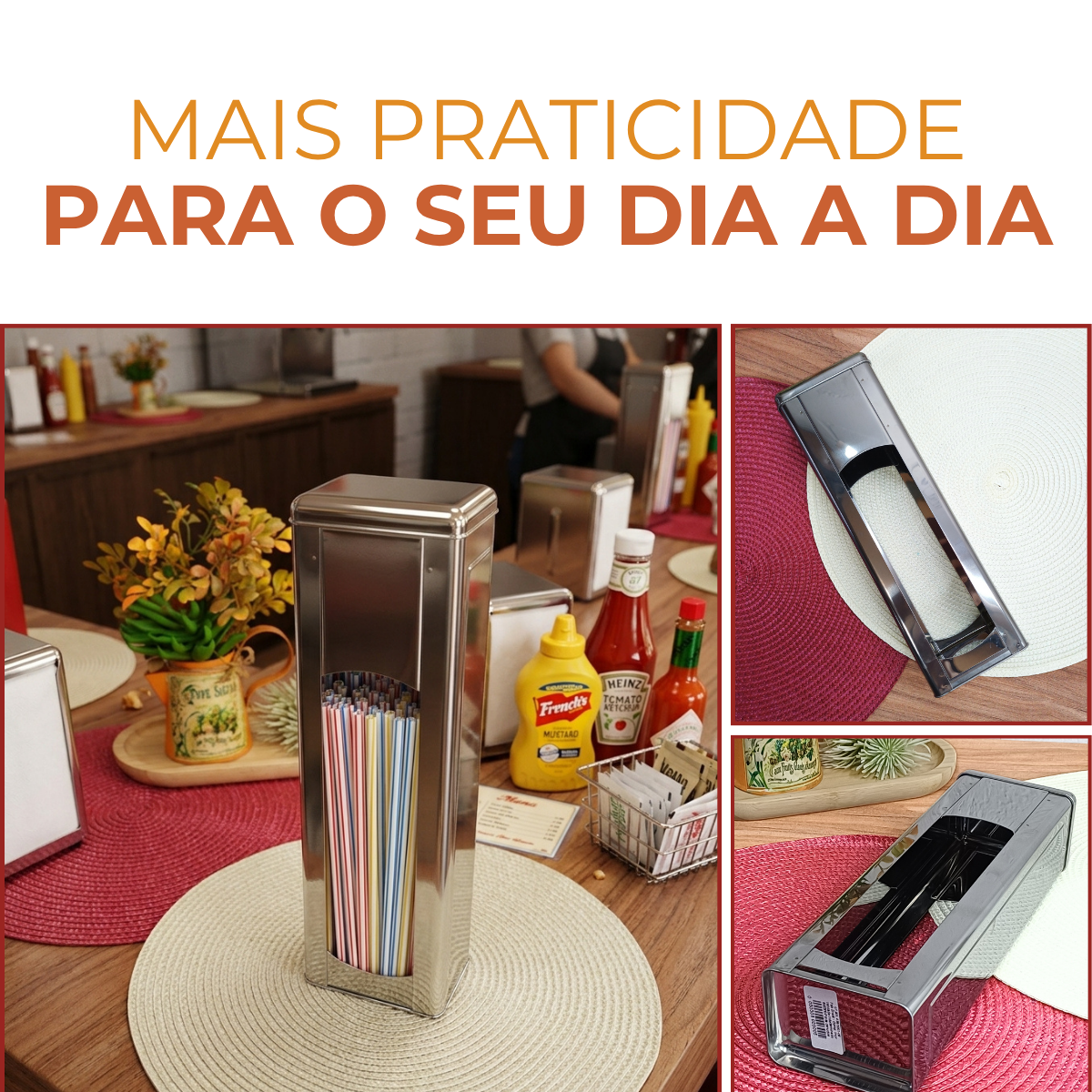 Porta Canudos Aço Inox
