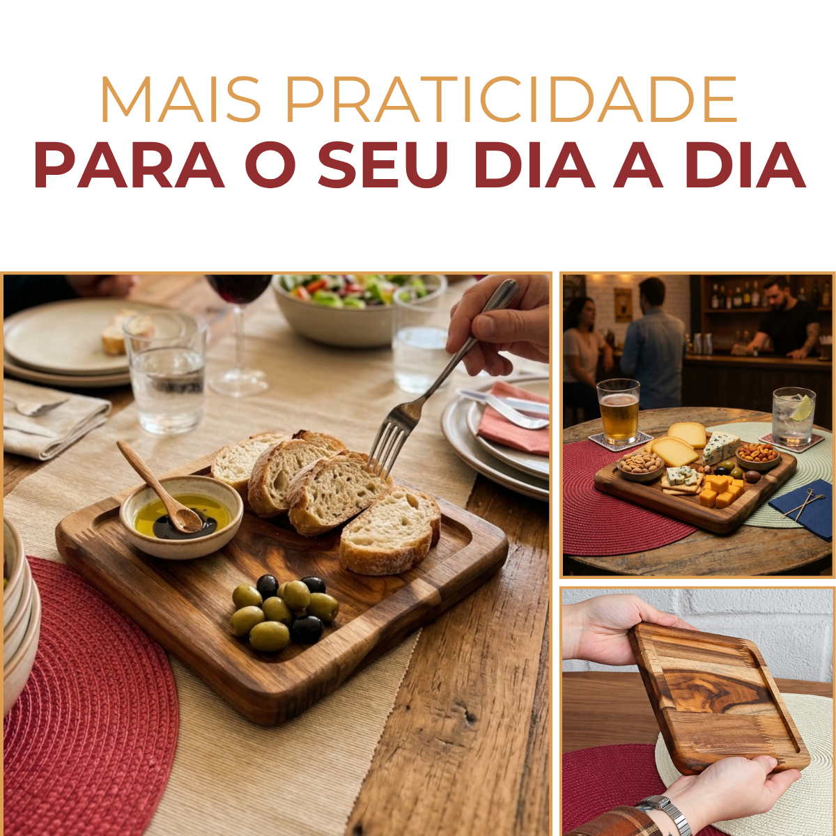 Tabua Madeira Quadrada Petisqueira