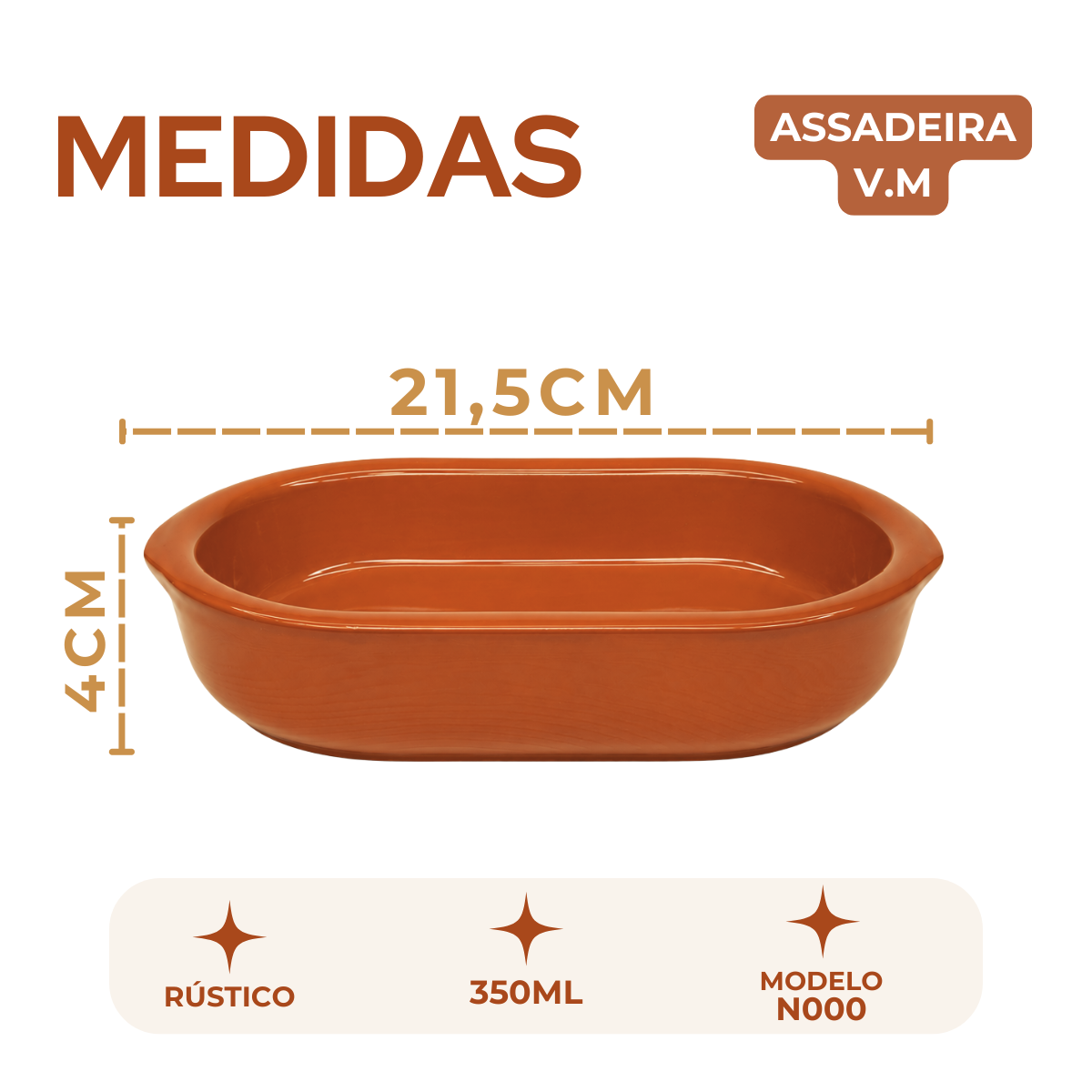 Assadeira Oval Cerâmica 400ml