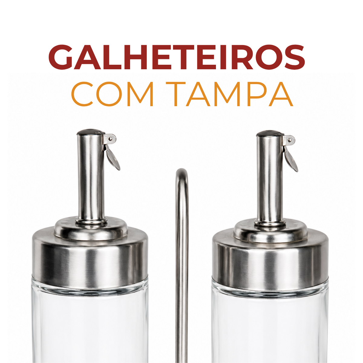 Kit 2 Galheteiro Vidro 100ml Com Suporte Inox Mesa