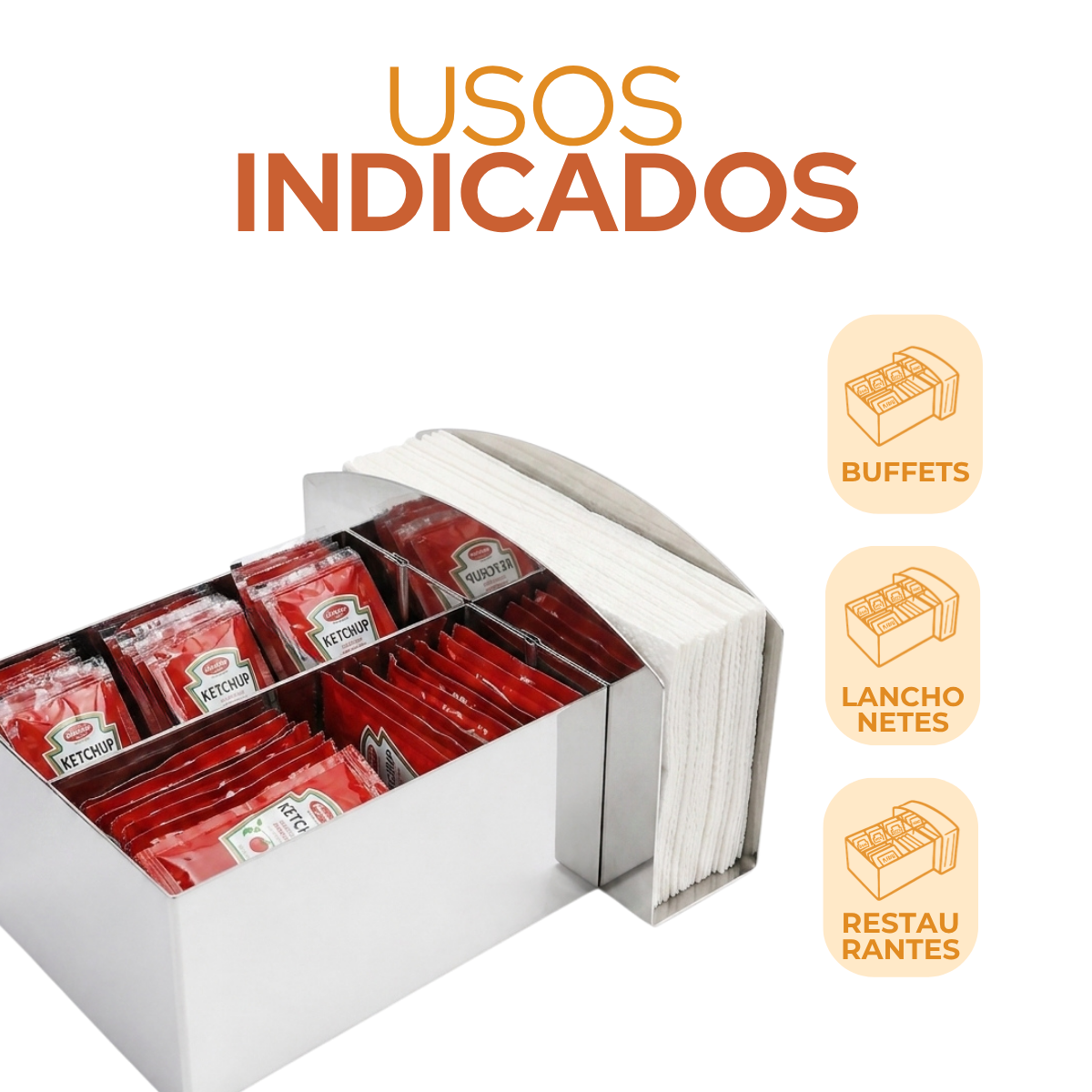 Porta Sachê e Guardanapo em Aço inox Servir