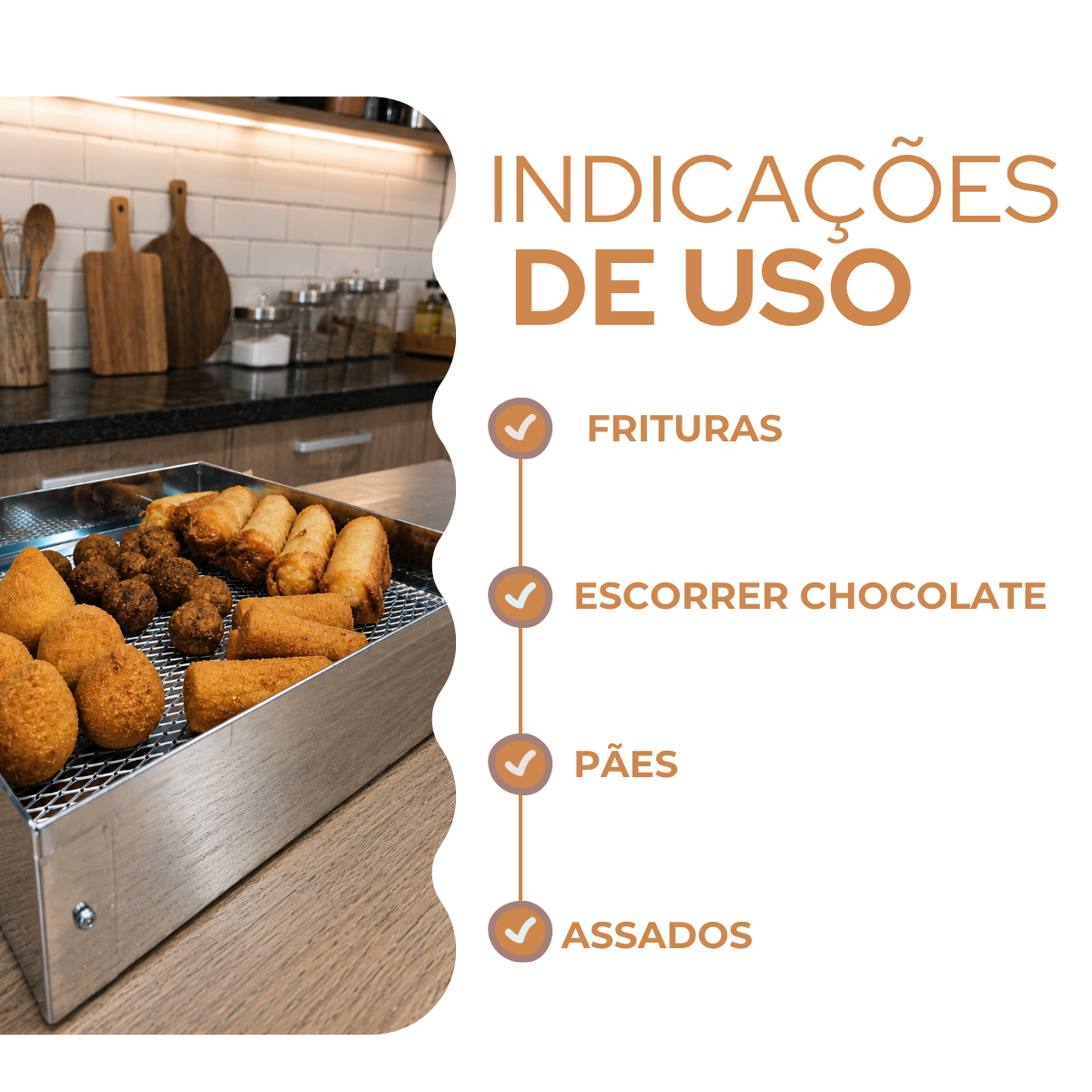 Forma quadrada com tela 30cm escorredor de fritura