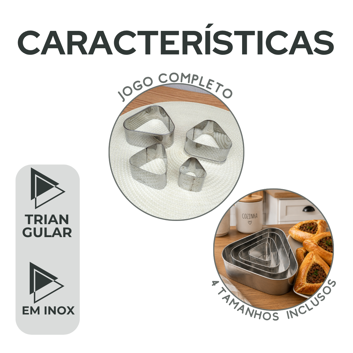 Jogo Cortador Esfirra Aço Inox 4 Peças