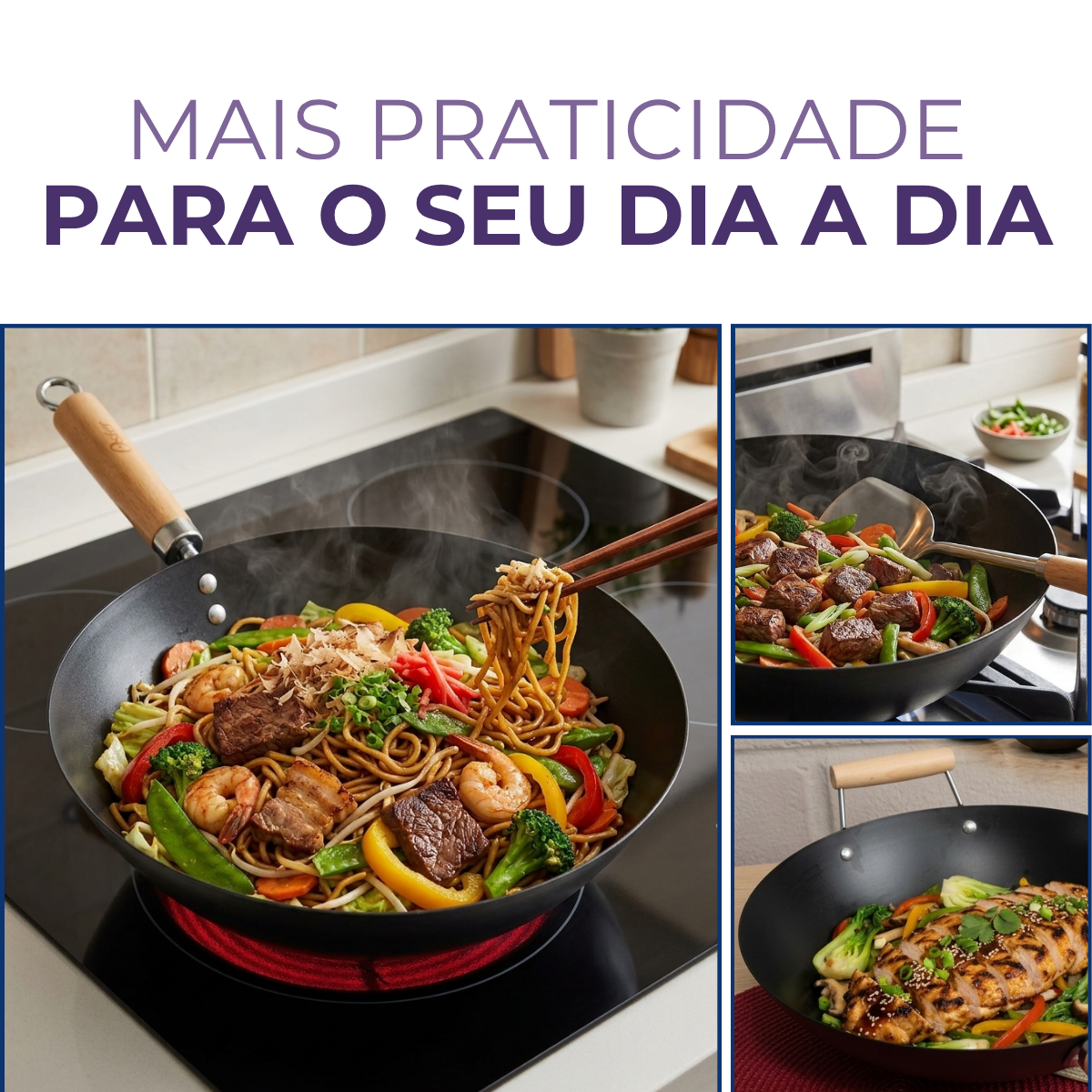 Frigideira Preta Wok 7 Litros