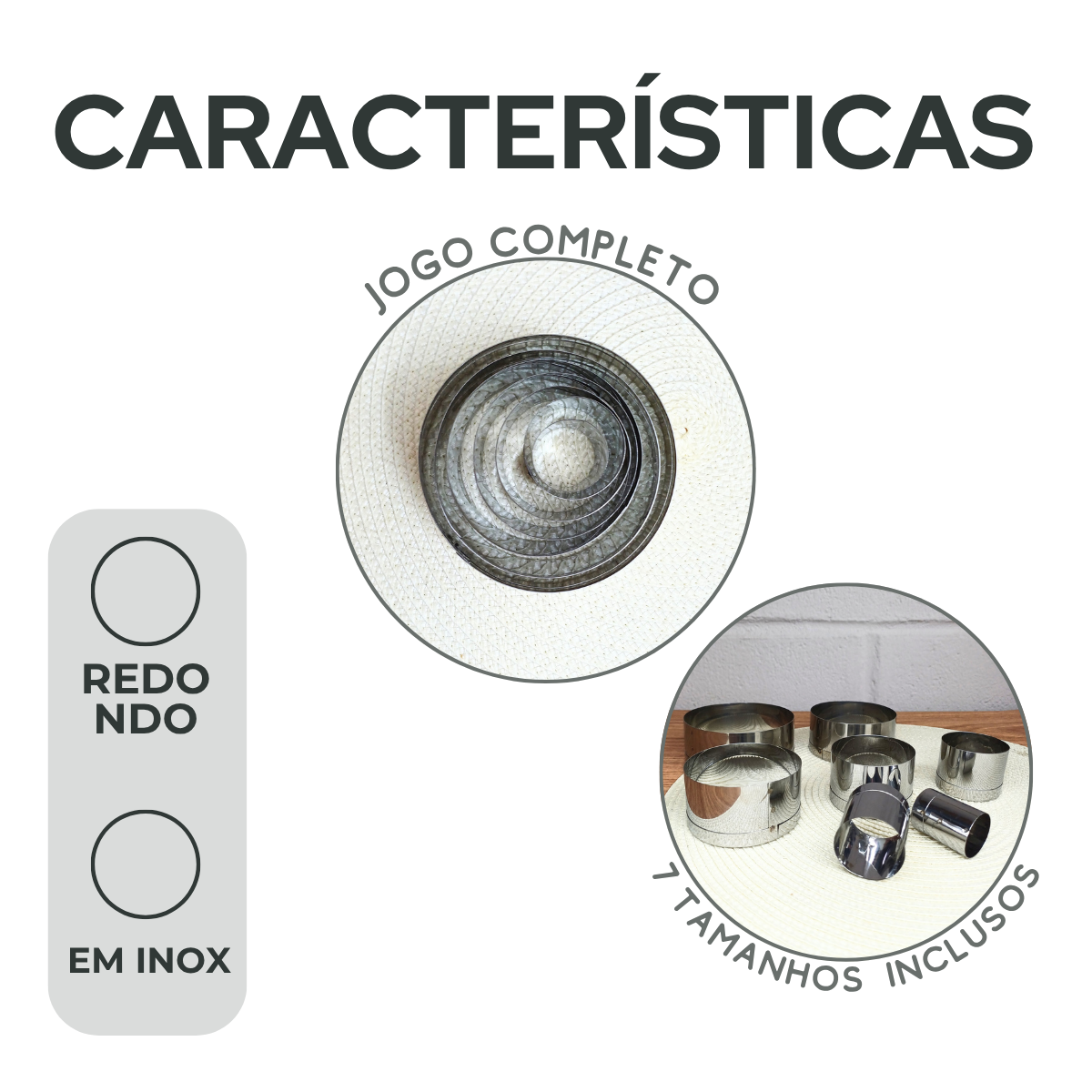 Jogo Cortador Redondo Aço Inox 7 peças