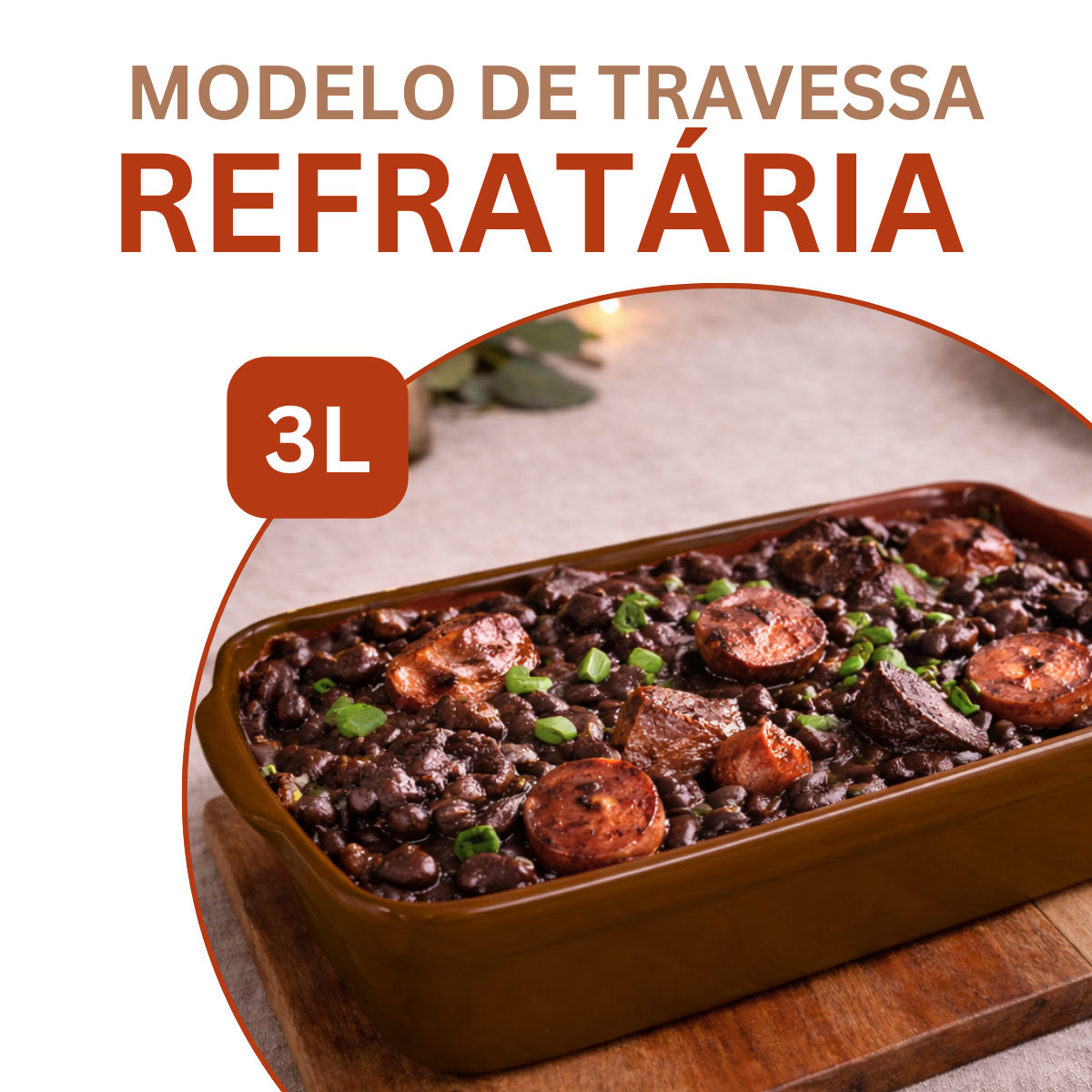 Travessa Retangular Ceramica Refratária