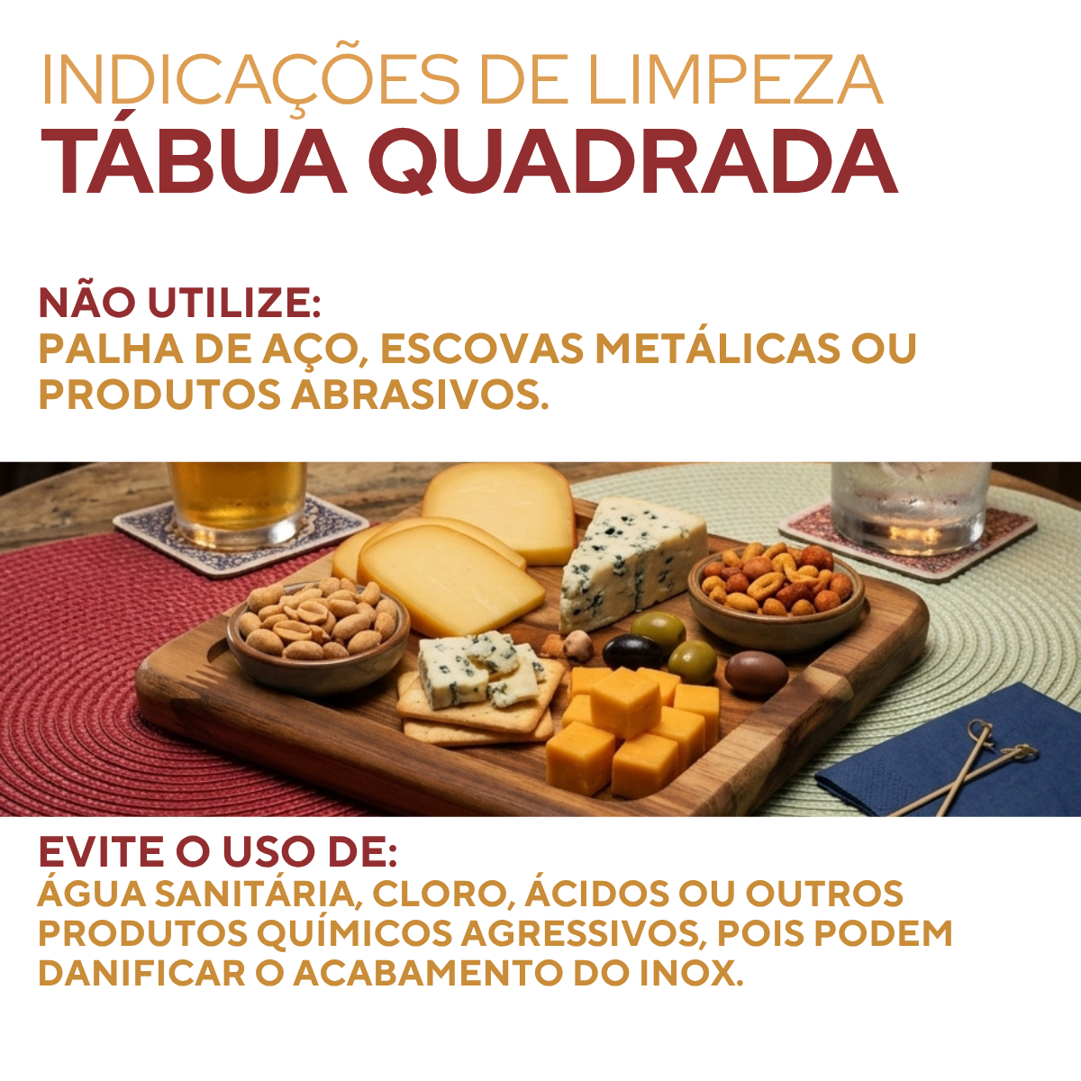 Tabua Madeira Quadrada Petisqueira