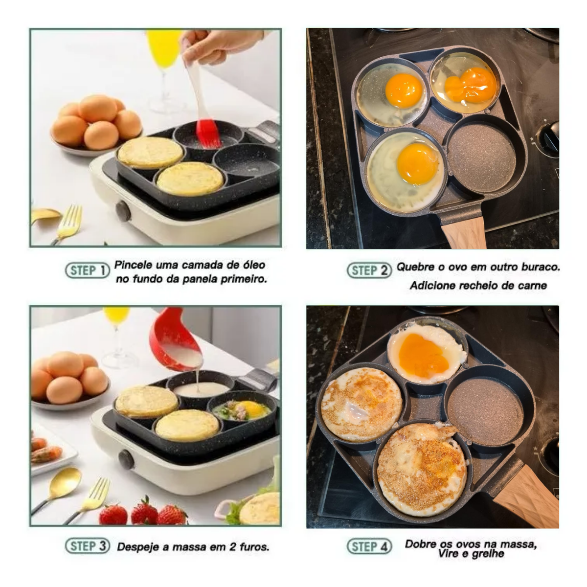 Frigideira 4 Ovos Aluminio Antiaderente