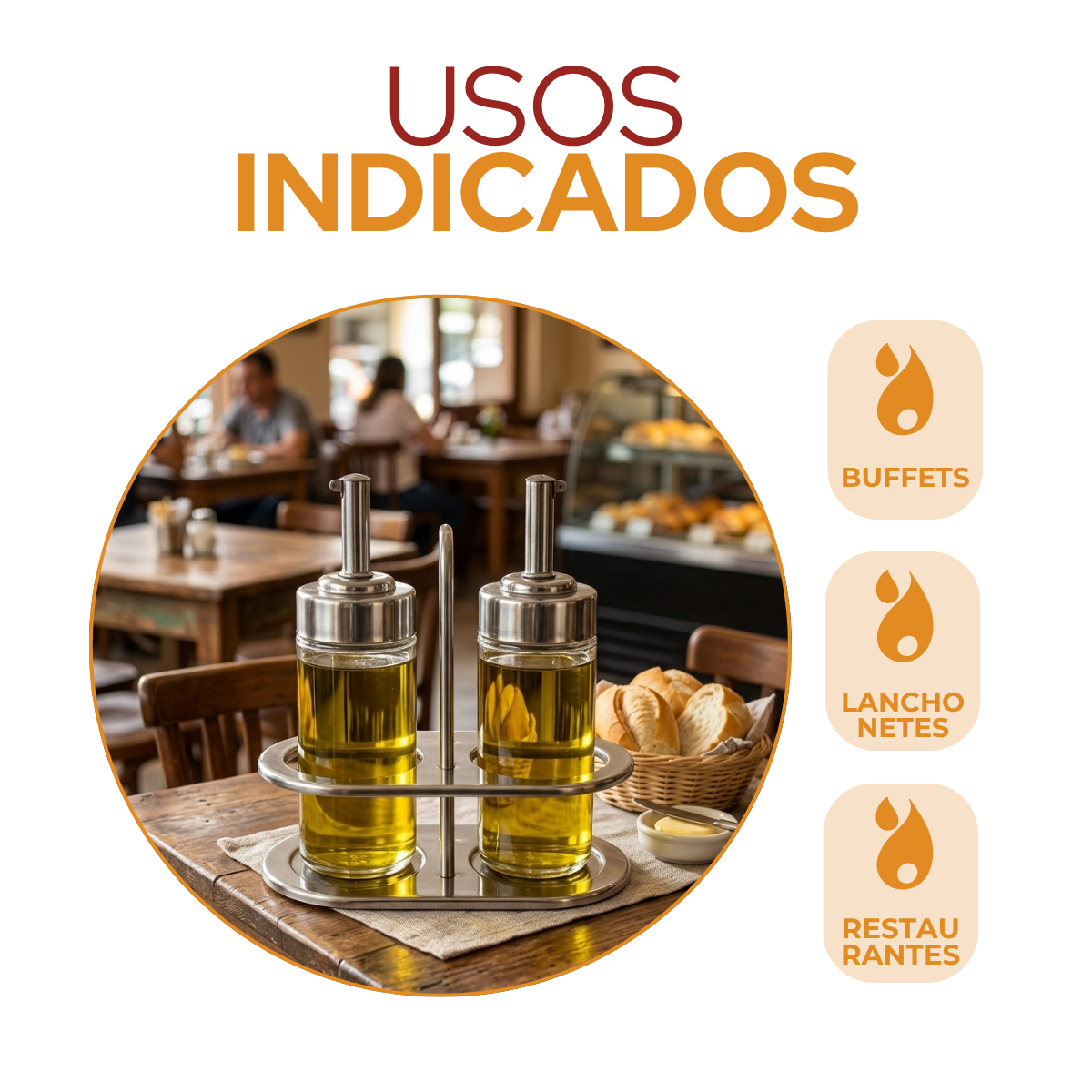 Kit 2 Galheteiro Vidro 100ml Com Suporte Inox Mesa