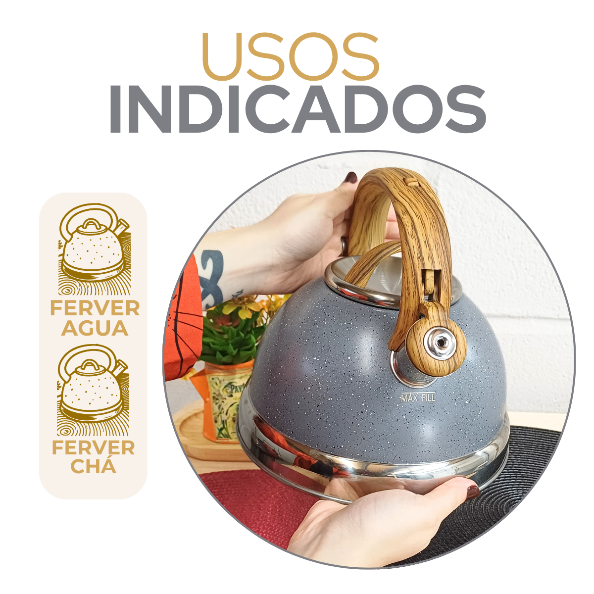 Chaleira Cinza Grey Com Apito 3 Litros